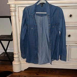 medium wash denim buttonup
